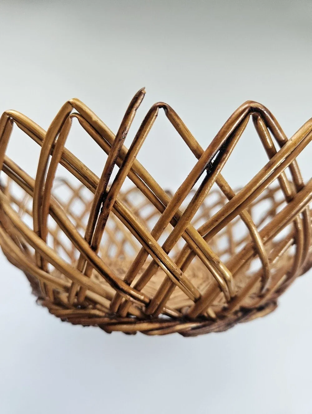 Vintage Boho Rattan Basket Serving Tray Rattan Wicker wall decor Yugoslavia MCM